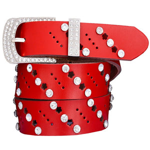 Hollow genuine leather belts for women Fashion rhinestone female belt for jeans Quality cow skin woman waist strap Width 3.3 cm