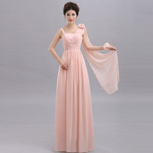 QNZL70Z#Halter neck Lace Up Chiffon Purple Champagne pink Bridesmaid Dresses Long wholesale Custom wedding party dress Flower