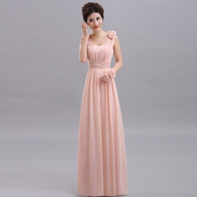 QNZL70Z#Halter neck Lace Up Chiffon Purple Champagne pink Bridesmaid Dresses Long wholesale Custom wedding party dress Flower