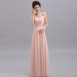 QNZL70Z#Halter neck Lace Up Chiffon Purple Champagne pink Bridesmaid Dresses Long wholesale Custom wedding party dress Flower