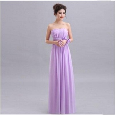 QNZL70Z#Halter neck Lace Up Chiffon Purple Champagne pink Bridesmaid Dresses Long wholesale Custom wedding party dress Flower