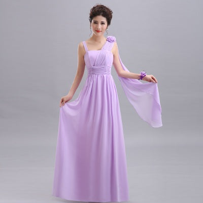 QNZL70Z#Halter neck Lace Up Chiffon Purple Champagne pink Bridesmaid Dresses Long wholesale Custom wedding party dress Flower