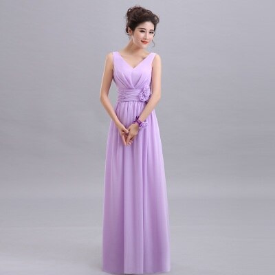 QNZL70Z#Halter neck Lace Up Chiffon Purple Champagne pink Bridesmaid Dresses Long wholesale Custom wedding party dress Flower