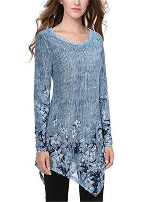 Plus Size Spring 2020 Woman Long T-shirt O-Neck Long Sleeve T-Shirts Fashion Women Clothes Loose Streetwear Ladies Blue Tops