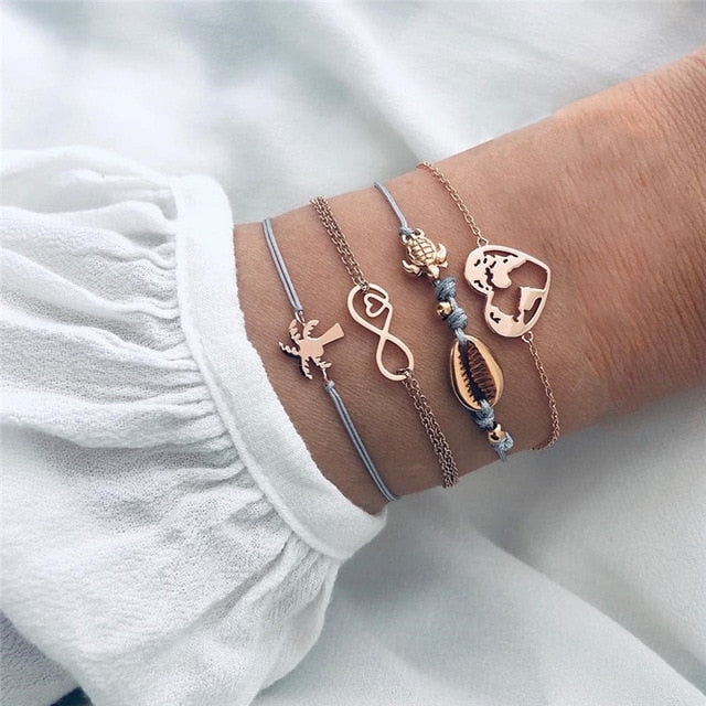 DIEZI Drop Shipping Different Style Elephant Tree Of Life Tassel Chain Bracelet Sets For Women Beaded Bracelets Bangles Jewelry