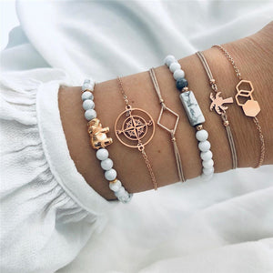 DIEZI Drop Shipping Different Style Elephant Tree Of Life Tassel Chain Bracelet Sets For Women Beaded Bracelets Bangles Jewelry