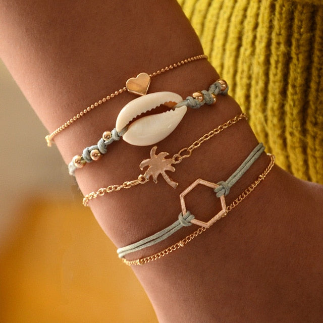 DIEZI Drop Shipping Different Style Elephant Tree Of Life Tassel Chain Bracelet Sets For Women Beaded Bracelets Bangles Jewelry