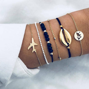 2020 Boho Gold Cuff bracelets Set For women Leaves Knot charm Delicate chains Party Wedding Jewelry Accessories