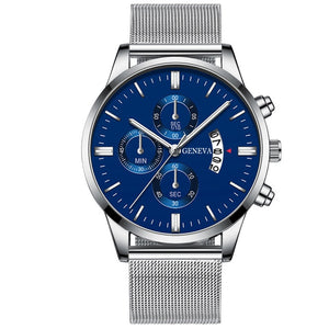 Montre Homme Classic blue Stainless Steel Mesh Belt Men Watch Fine Strap Quartz Watch Fashion Business Analog Clock Uhren Herren