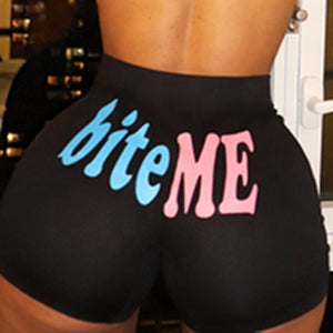 NEW Summer Sexy Women Shorts Letter Print Casual High Waist Short Pants Skinny Slim Sports Daily Shorts Bottom
