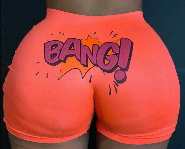 NEW Summer Sexy Women Shorts Letter Print Casual High Waist Short Pants Skinny Slim Sports Daily Shorts Bottom