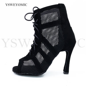2021 Salsa Argentine Tango Dance Shoes High Quality Suede Leather Sole Dance Booties Bachata Latin Dance Shoes For Women YSW-011