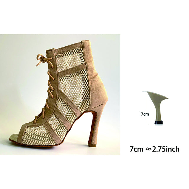 2021 Salsa Argentine Tango Dance Shoes High Quality Suede Leather Sole Dance Booties Bachata Latin Dance Shoes For Women YSW-011