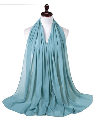 Plain Color Chiffon Scarf Hijab Headband Female Islamic Head Cover Wrap for Women Muslim Jersey Hijabs Hair Scarves Headscarf